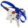 Polish Pottery Cow Figurine 4&quot; Peacock Forget-me-not