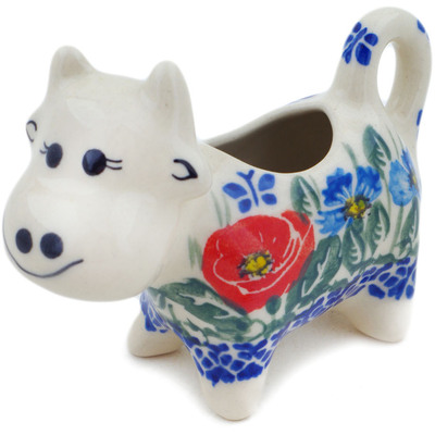 Polish Pottery Cow Shaped Creamer 2 oz Open Fields