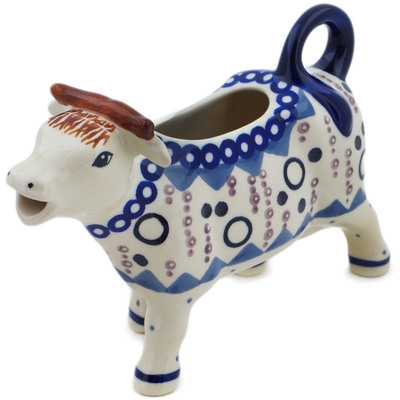 Polish Pottery Cow Shaped Creamer 4 oz Abstract Eruption UNIKAT