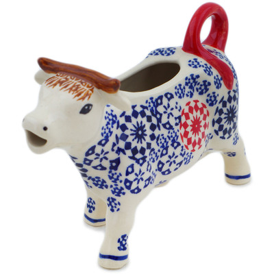 Polish Pottery Cow Shaped Creamer 4 oz Bullseye UNIKAT