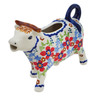 Polish Pottery Cow Shaped Creamer 4 oz Red Flower Meadow