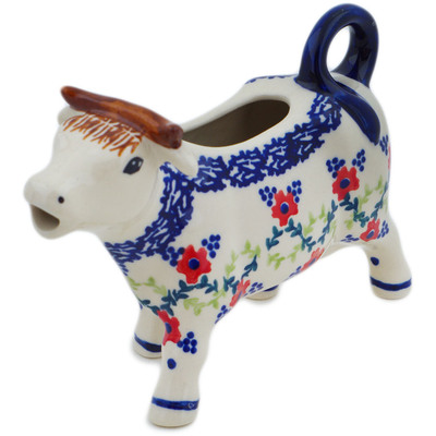 Polish Pottery Cow Shaped Creamer 4 oz Rings Of Happiness