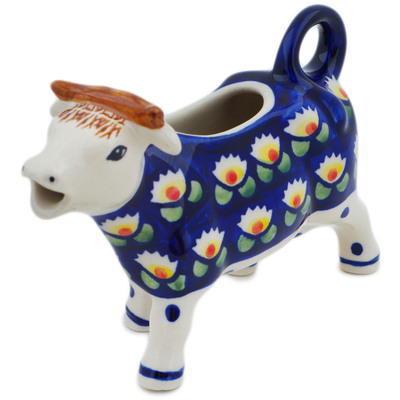 Polish Pottery Cow Shaped Creamer 4 oz Waterlily