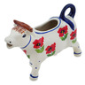 Polish Pottery Cow Shaped Creamer 4 oz Wind-blown Poppies