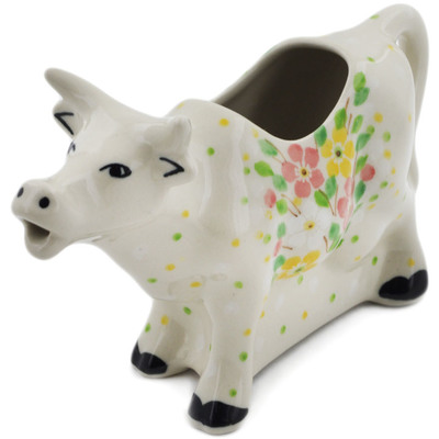 Polish Pottery Cow Shaped Creamer 5 oz Blossom Sprinkle UNIKAT