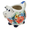 Polish Pottery Cow Shaped Creamer 6 oz Orange Wreath UNIKAT