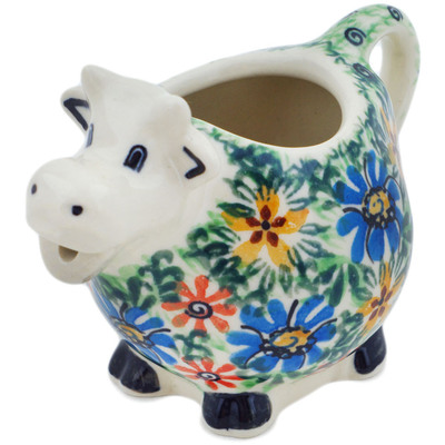 Polish Pottery Cow Shaped Creamer 6 oz Profusion UNIKAT