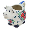 Polish Pottery Cow Shaped Creamer 6 oz Red Pansy