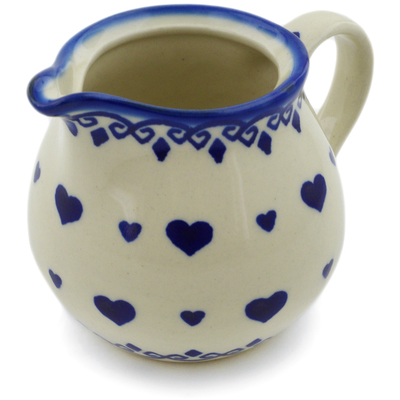 Polish Pottery Creamer 6 oz Blue Valentine Hearts