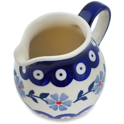 Polish Pottery Creamer 7 oz Peacock Forget-me-not