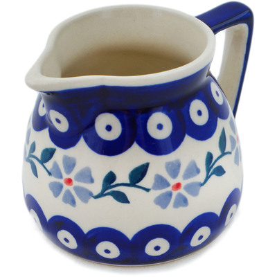 Polish Pottery Creamer 7 oz Peacock Forget-me-not