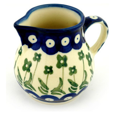 Polish Pottery Creamer 7 oz Pushing Poppies Peacock