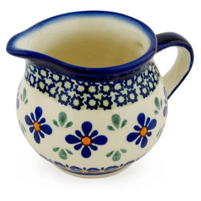 Polish Pottery Creamer 8 oz Gingham Flowers