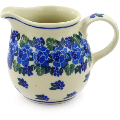 Polish Pottery Creamer Small Blue Carnation
