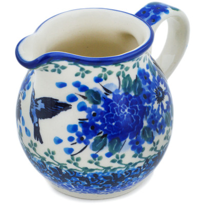 Polish Pottery Creamer Small Hummingbird Blue UNIKAT
