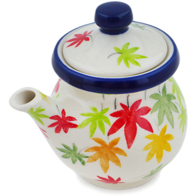 Polish Pottery Creamer with Lid 5 oz Fall Season Bliss UNIKAT