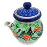 Polish Pottery Creamer with Lid 5 oz Tulip Wreath UNIKAT