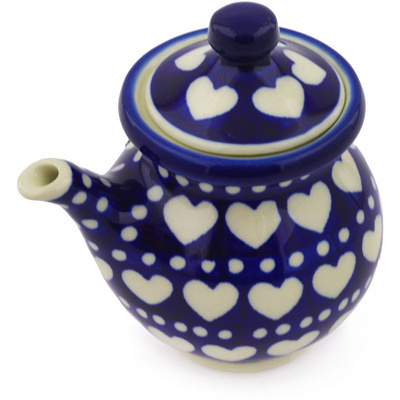 Polish Pottery Creamer with Lid 7 oz Heart To Heart