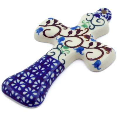 Polish Pottery Cross 5&quot; Ring Of Vines