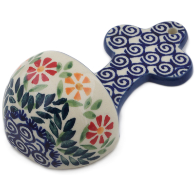 Polish Pottery Cross 5&quot; Wave Of Flowers