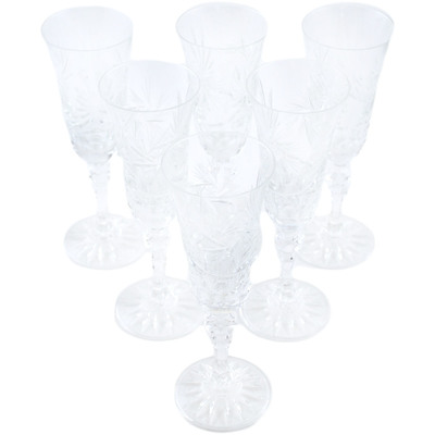 Glass Crystal Champagne Glass Set of 6 8&quot; Crystal Jewel