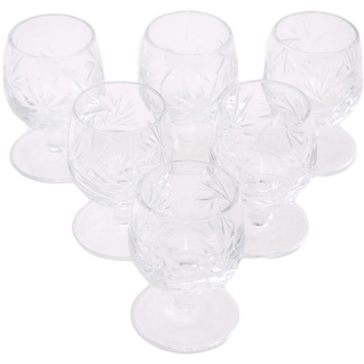 Glass Crystal Liquor Glass Set of 6 2&quot; Crystal Jewel