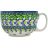 Polish Pottery Cup 13 oz Green Chrysanthemums UNIKAT