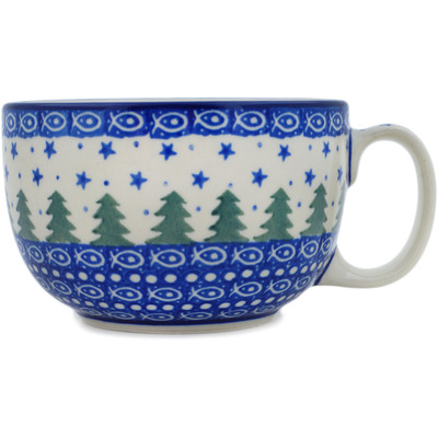 Polish Pottery Cup 13 oz Piney Forest UNIKAT