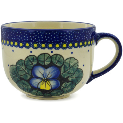Polish Pottery Cup 17 oz Flower In The Grass UNIKAT