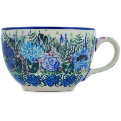 Polish Pottery Cup 3 oz Blue Meadow UNIKAT