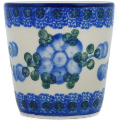 Polish Pottery Cup 3 oz Blue Poppies