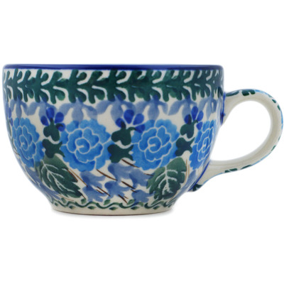 Polish Pottery Cup 3 oz Blue Rose Trellis UNIKAT