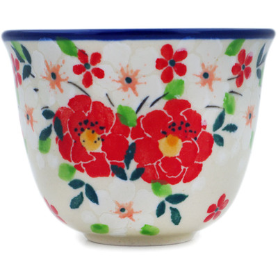 Polish Pottery Cup 3 oz Festive Mistletoe UNIKAT