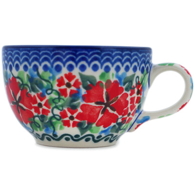 Polish Pottery Cup 3 oz Sand Dollar Flowers UNIKAT
