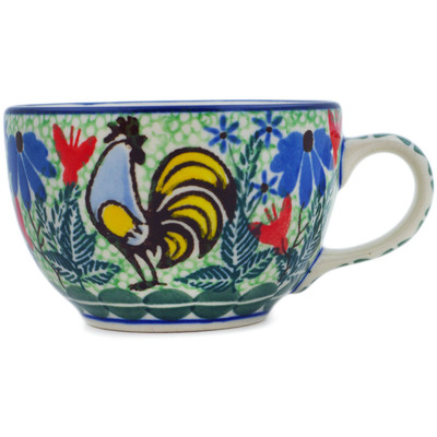 Polish Pottery Cup 3 oz Spring Rooster UNIKAT