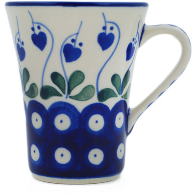 Polish Pottery Cup 5 oz Bleeding Heart Peacock