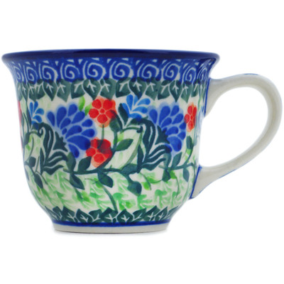 Polish Pottery Cup 6 oz Blue Bonnets UNIKAT