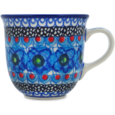 Polish Pottery Cup 6 oz Blueberry Flowers UNIKAT