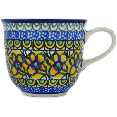 Polish Pottery Cup 6 oz Brilliant In Blue UNIKAT
