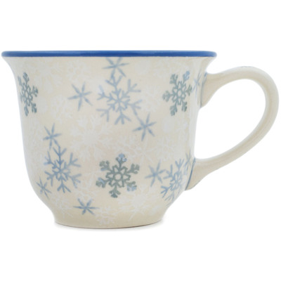 Polish Pottery Cup 6 oz Silver Snow Fall UNIKAT