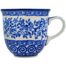 Polish Pottery Cup 6 oz Wreath Of Blue UNIKAT