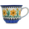 Polish Pottery Cup 6 oz Yellow Daffodil Field UNIKAT