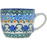 Polish Pottery Cup 7 oz Blue Impatiens Vines UNIKAT