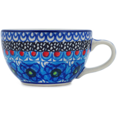 Polish Pottery Cup 7 oz Blueberry Flowers UNIKAT