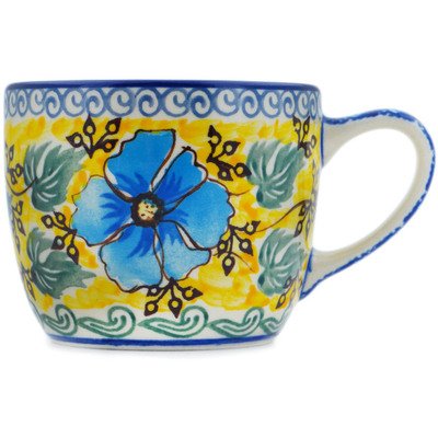 Polish Pottery Cup 7 oz Brilliant In Blue UNIKAT