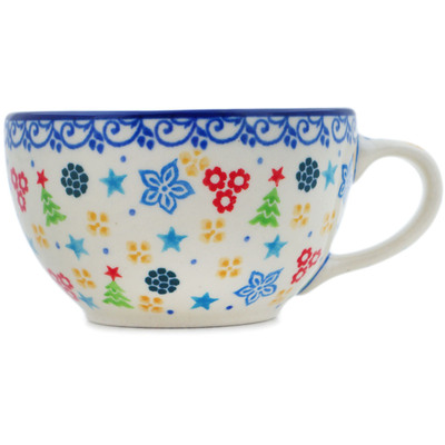 Polish Pottery Cup 7 oz Joyful Cheer UNIKAT