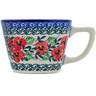 Polish Pottery Cup 7 oz Red Pansy