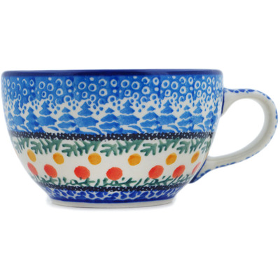 Polish Pottery Cup 7 oz Winter Forest UNIKAT