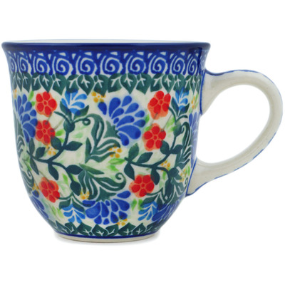 Polish Pottery Cup 8 oz Blue Bonnets UNIKAT