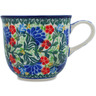 Polish Pottery Cup 8 oz Blue Bonnets UNIKAT